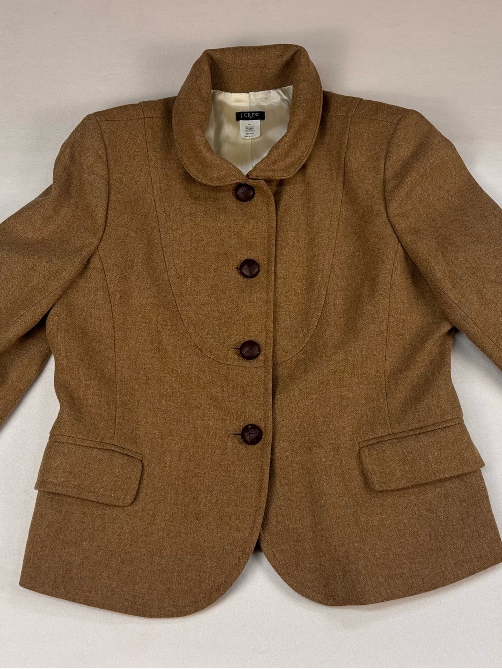 J. Crew Women's Camel Brown Wool-Blend Tailored Blazer